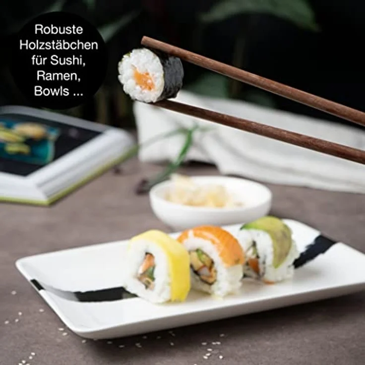 Moritz & Moritz Tafelservice Sushi Set 10tlg Pinselstrich Schwarz (8-tlg), 2 Personen, Geschirrset für 2 Personen – Bild 6