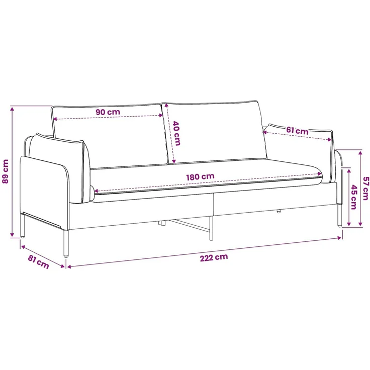 vidaXL 3-Sitzer-Sofa Taupe 222 x 81 x 89 cm Stoff 42048635 – Bild 11