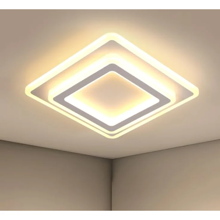 Goeco LED Deckenleuchte Innen, 44W Quadratisch Deckenlampe Moderne, 3000K Warmweiß Licht LED Deckenbeleuchtung Acryl für Flur, Küche, Schlafzimmer, Wohnzimmer, Weiß – Bild 9