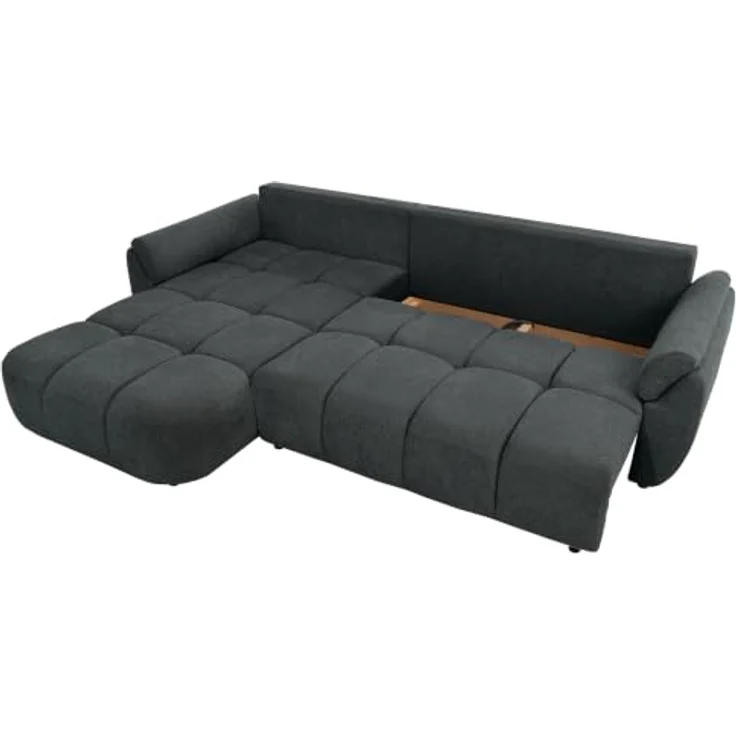 Beautysofa Ecksofa MASSIMO L-Form, dunkelgrau, mit Bettfunktion und Bettkasten, Schlaffläche 140 × 236 cm – Bild 6