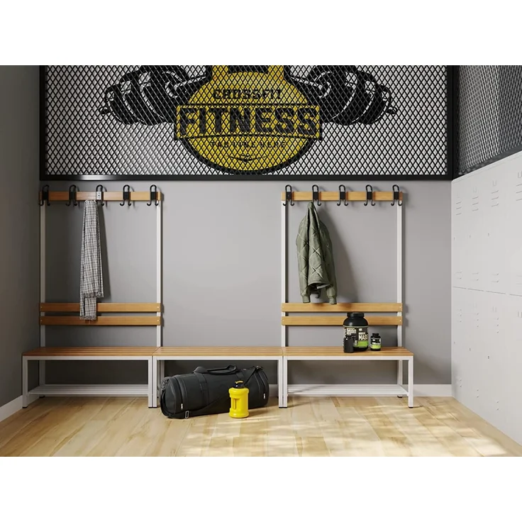 Garderobenbank mit Schuhrost 200 cm grau – Bild 5