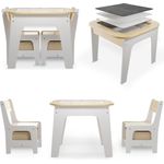 Juskys 'Milou' Kindersitzgruppe mit 2 Stühlen, 1 Tisch & Stauraum, Holz weiß
