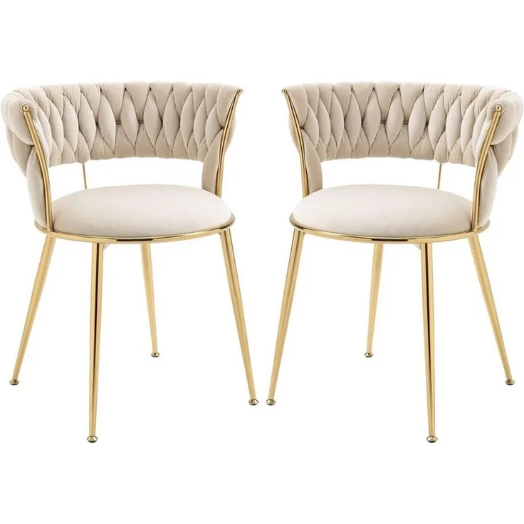 LVHOM Esszimmerstuhl Luxuriöse Samt-Stühle 2er-/4er-/6er-Set mit Rückenlehne & Metallbeine (Goldene Stuhlbeine & Rahmen, Geflochtener Stil, mehrere Farboptionen, 6 St), für höchsten Komfort und stilvolles Design für Ihr Zuhause