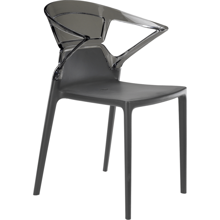 Papatya Ego-K Sessel anthrazitgrau Stuhlsitz, Oberteil transparent grau