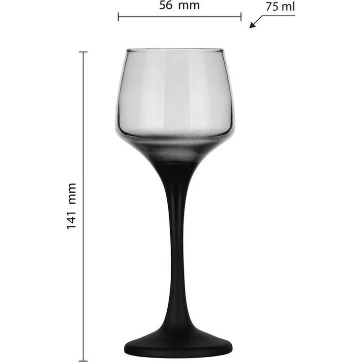 6 Likörgläser 75ml mit schwarzem Stiel Schnapsgläser Tequilagläser Schnaps – Bild 3