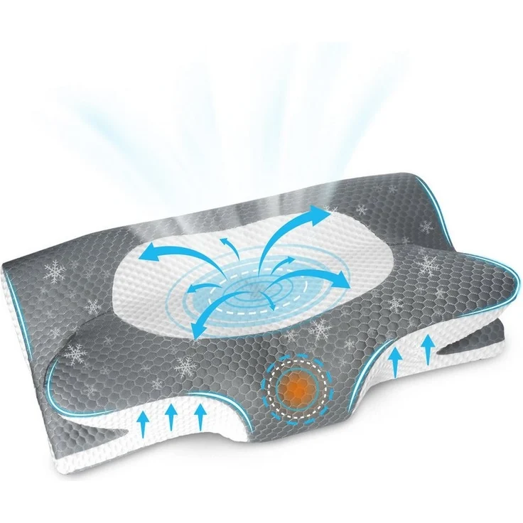 Esun Kopfkissen Memory Foam Kissen, Ergonomisches Kopfkissen Orthopädische Kissen, Seitenschlafer Rückenschlafer Bauchschlafer, Set, Kissen vom OEKO-TEX® und CertiPUR Getestet, für Seiten Rücken & Bauchschläfer, Nackenkissen Antischnarchkissen – Bild 5