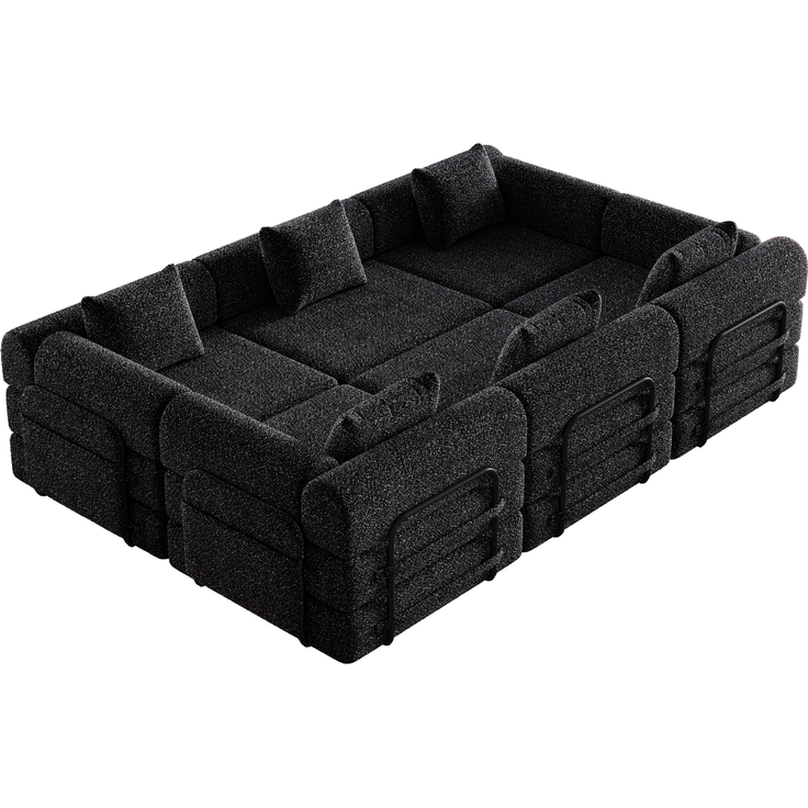 ZUBALIYA SchlafSofa mit LED - Beleuchtung, mit Ablageflächen, mit Chenille - Bezug, mit Samtbezug, mit breiten Armlehnen – Bild 7