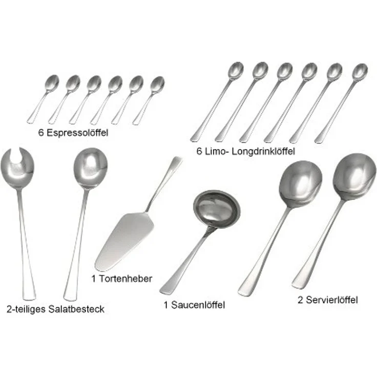 GRÄWE 'Würzburg' Besteck-Set, Edelstahl silber, 48-tlg. – Bild 2