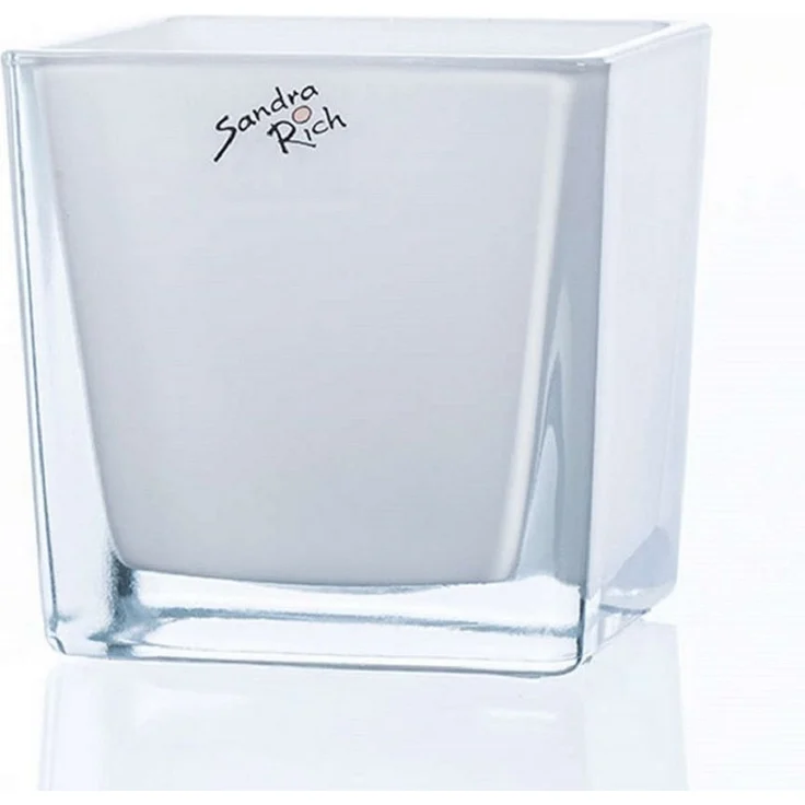 Sandra Rich Übertopf SANDRA RICH, Glasübertopf "CUBE" Pflanztopf Blumentopf Weiß 10x10cm – Bild 5