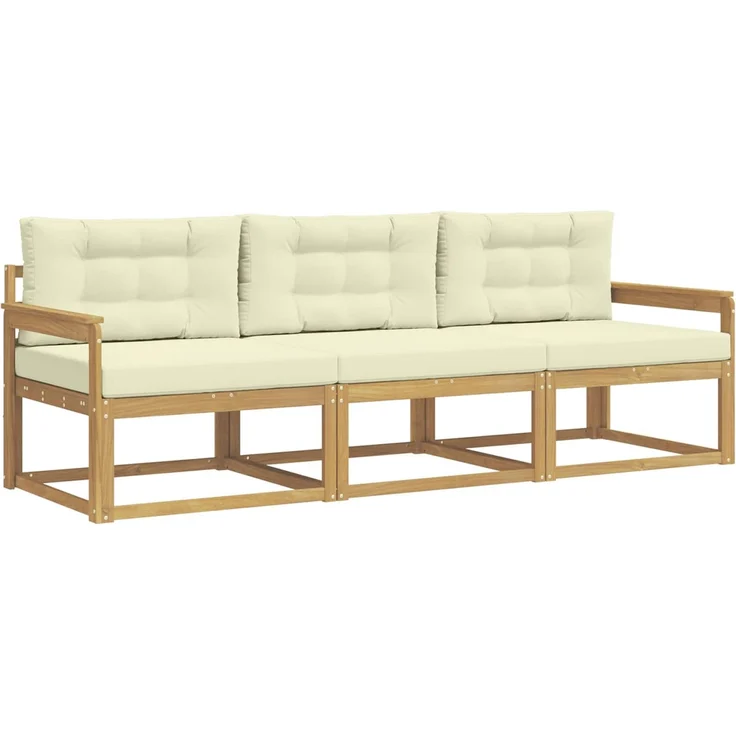 vidaXL Outdoor-Sofagarnitur 3 stk. Weiß und Creme Polyester 3385979 – Bild 2
