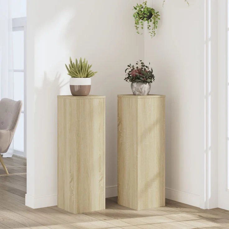 vidaXL Pflanzenständer 2 Stk. Sonoma-Eiche 25x25x80 cm Holzwerkstoff 852944 – Bild 1