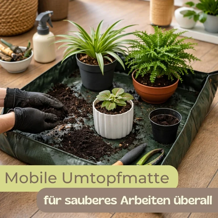 2er Set Pflanzen Umtopfmatte Wasserdicht Pflanzunterlage Faltbar Pflanzenmatte Pflanzwanne Pflanzen Zubehör Tragbare Gartenmatte Umpflanzmatte Gartenpflanzmatte 40x40 – Bild 3