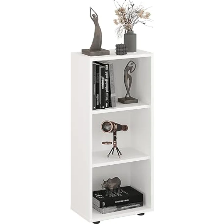 KOMTO Bücherregal Lumo 40 cm Weiß Regal mit 3, 4 or 6 Ebenen und Höhenverstellbare, Regale Standregal Aufbewahrungsregal Bookshelf – Bild 6