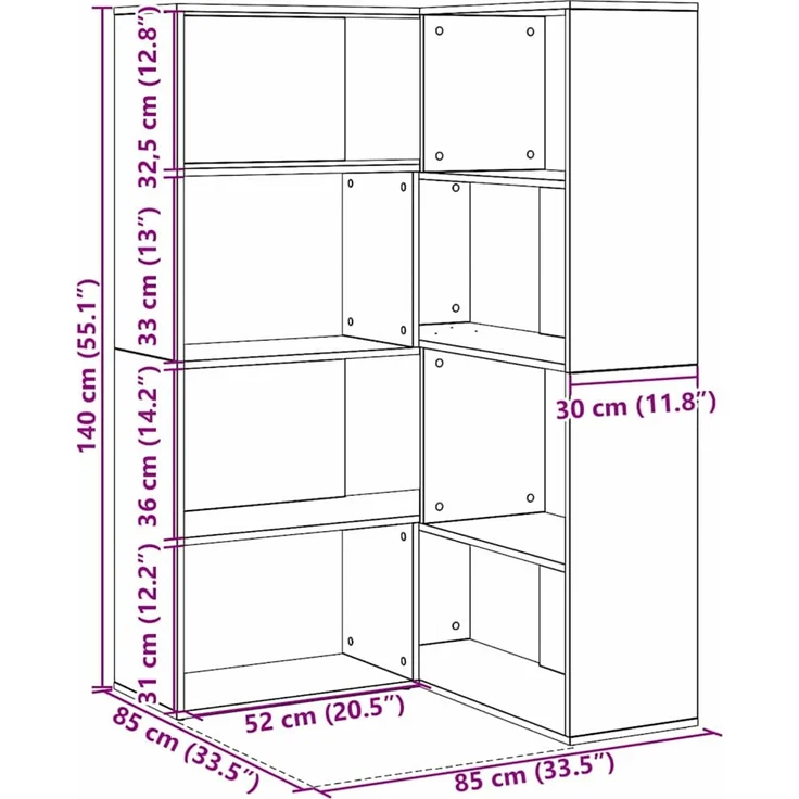 vidaXL Kleiderschrank 2 pcs Schwarz Eichen-Optik 85 x 85 x 140 cm 3345124 – Bild 10