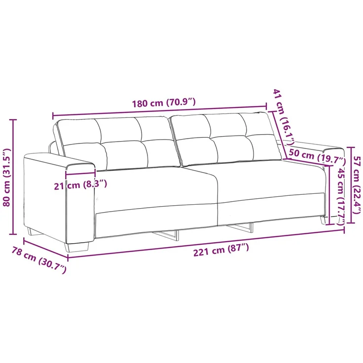 vidaXL 3-Sitzer-Sofa Braun 180 cm Kunstleder 4105144 – Bild 9