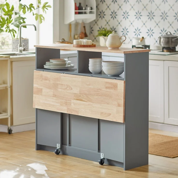 SoBuy FSB36-HG Kücheninsel, MDF, Melamin, Grau, 110 x 97 x 64 cm – Bild 10