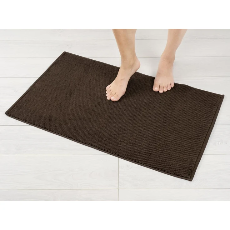 Hammetex 100% Baumwolle rutschfeste Badematte, 51x86 cm Große Badvorleger für Badezimmer, Saugfähig Schnelltrocknend Waschbar Bad Fußmatten, Braun – Bild 2