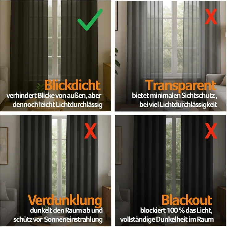 Bestlivings Blickdichte, Gardine mit Ösen, in vielen Größen und Farben Schwarz 140x145 cm – Bild 2