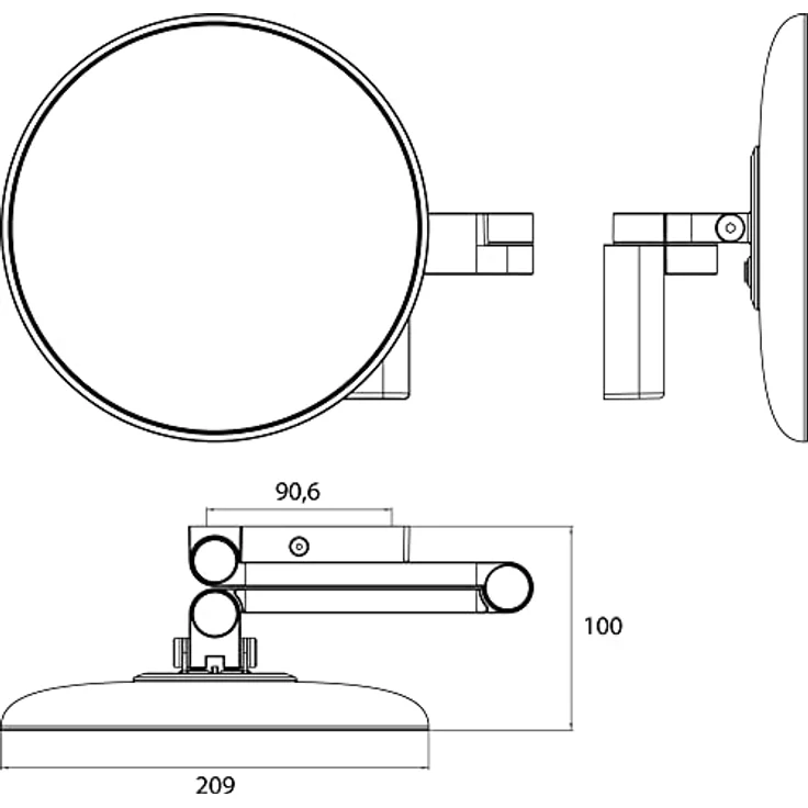 Emco Evo LED Kosmetik- und Rasierspiegel, runder Wandspiegel mit dimmbarer 5-fach Vergrößerung und Chrom-Optik, 120 x 230 x 430 mm – Bild 5