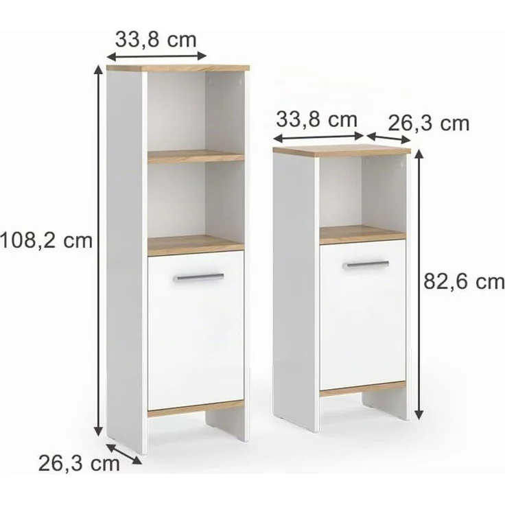 Badmöbel-Set Karli Weiß/Goldkraft Eiche 2-teilig Vicco – Bild 2