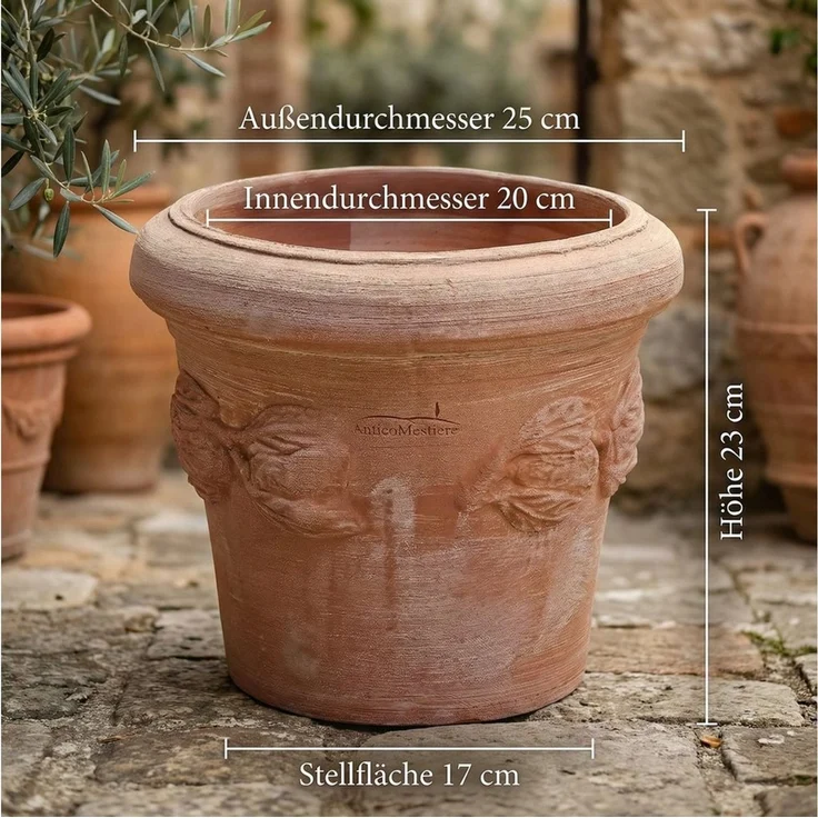 Teramico Blumentopf Terrakotta Topf Limone mit Teller 26cm Zitronen (1 St), Frostfest, UV-Fest – Bild 3