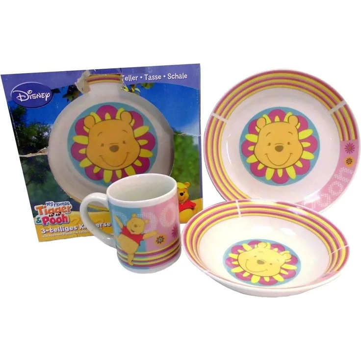 Winnie Pooh Frühstücks Set 3 teiliges Geschirrset Teller Schüssel Tasse