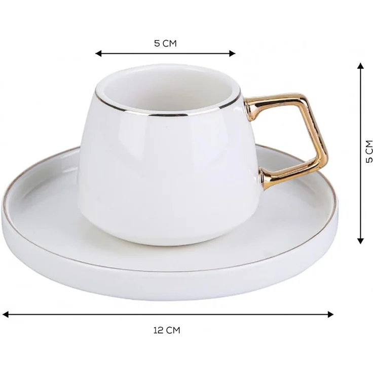 Karaca Kaffeeservice Karaca Saturn Kaffeeservice 100 ml Kaffeetassen-Set, 2 Personen, Gold, Porzellan – Bild 5