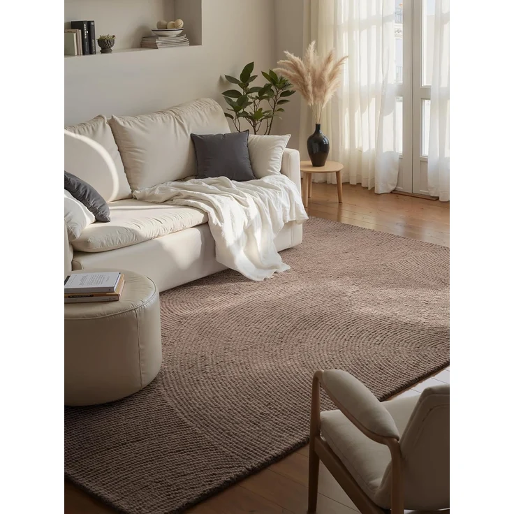 HANSE Home Wollteppich Calmio, auch als Läufer und in rund, rechteckig, Höhe: 18 mm, Handgetuftet, Wolle, Natur, Wohnzimmer, Schlafzimmer, Skandi, Hygge