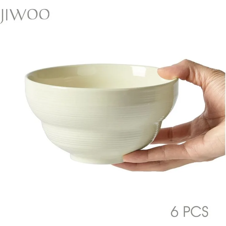 JIWOO Dessertschale 6er Ø11,8cm, Eisschale Frühstückschalen Müslischale Snackschale Schale, Keramik, (Schaleset, 6-tlg), Porzellan Hochwertiges Schalen Beige Mikrowellenofen Spülmaschine