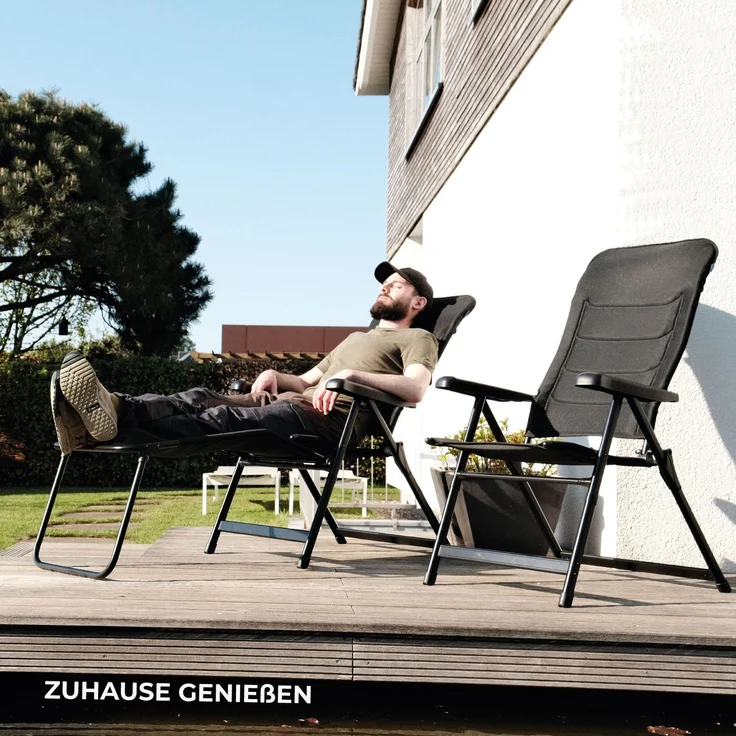osoltus 'Alu' Gartenliege, mit Fußablage, schwarz, 120 x 73 x 63 cm – Bild 2