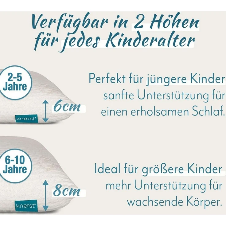 KNERST Kopfkissen Kinderkissen Memory Schaum 2-5 Jahre u. 6-10 Jahre, Füllung: CosyPUR Memory Gedächtnisschaum, Seitenschläfer, Bauchschläfer, Rückenschläfer, perfekte Balance zwischen Unterstützung und Gemütlichkeit – Bild 3