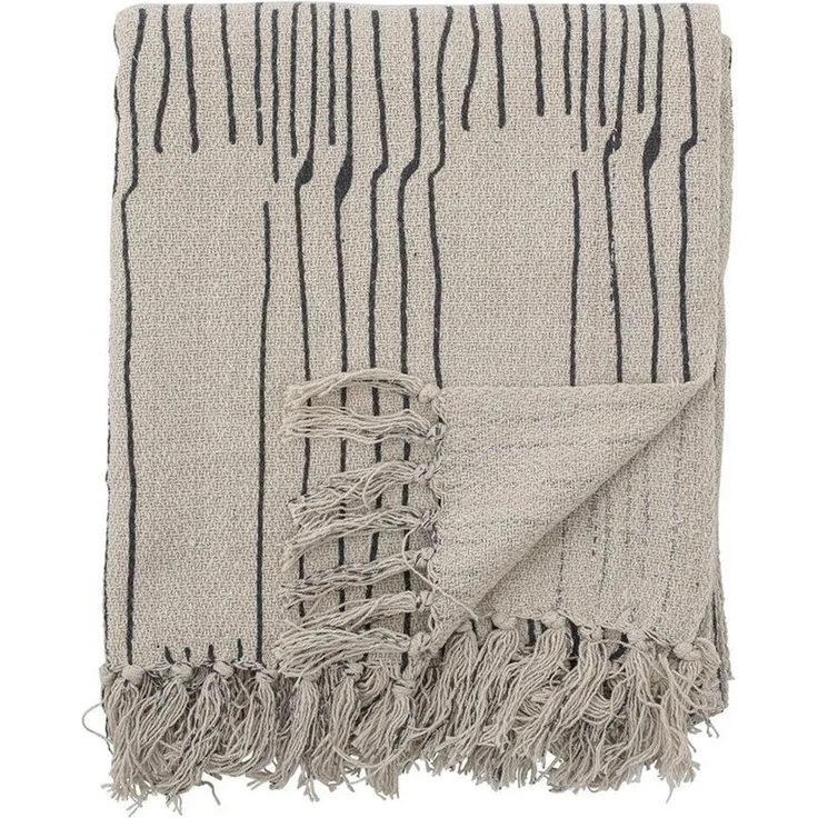 Überwurf Celly Decke mit Fransen Natur, Bloomingville, aus Baumwolle, Tagesdecke, Kuscheldecke, dänisches Design – Bild 5