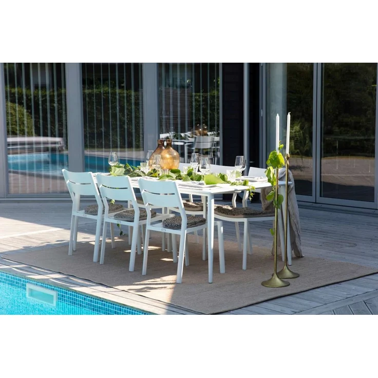 Gartenesstisch Nimes aus Aluminium, modern, weiß, rechteckig, für 6-8 Personen, Brafab – Bild 6