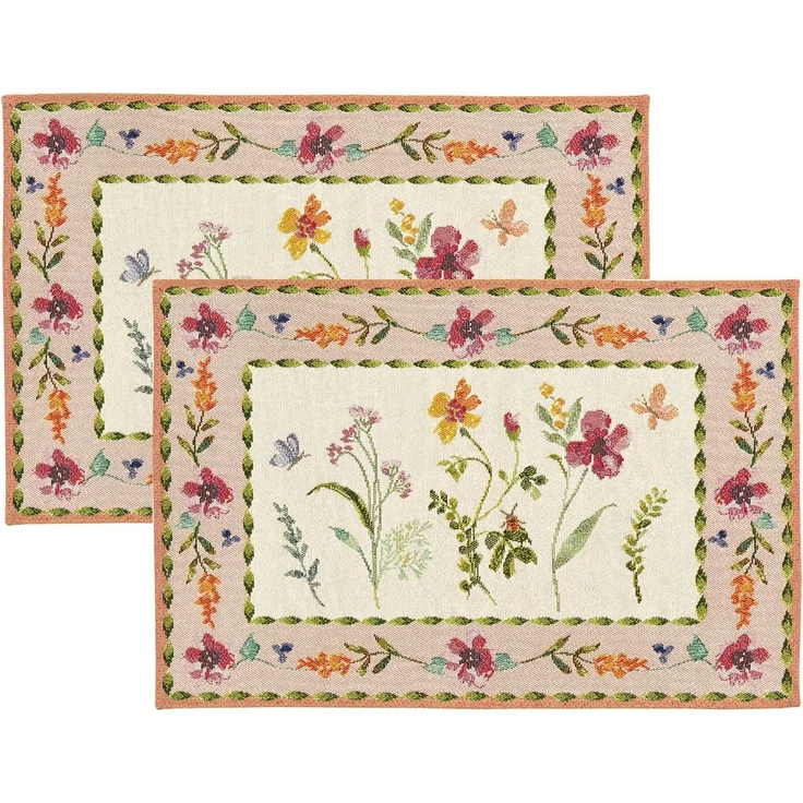 sander table + home Platzset Tischset "Blossom Garland" 2er-Pack, Gobelin Blumen/Motiv: Blumen/Ornamente