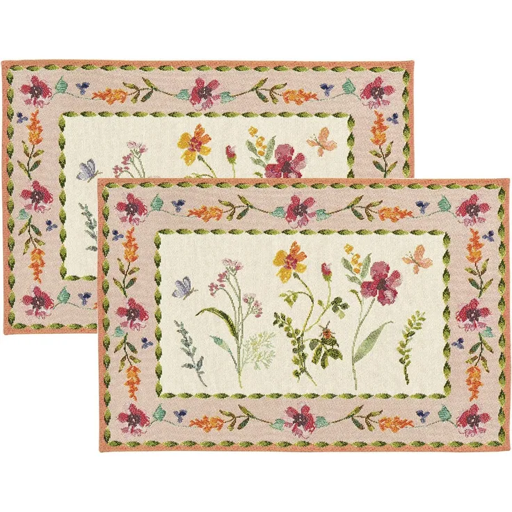 sander table + home Platzset Tischset "Blossom Garland" 2er-Pack, Gobelin Blumen/Motiv: Blumen/Ornamente