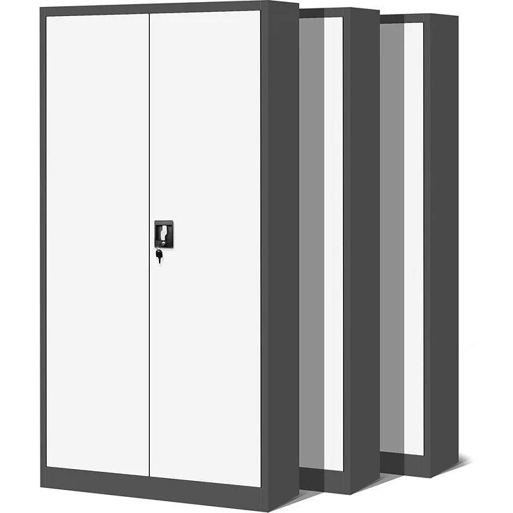 3er Set Aktenschrank C001H Büroschrank Metallschrank Stahlschrank Werkzeugschrank Stahlblech Pulverbeschichtet Flügeltürschrank Abschließbar 195 x 90 x 40 cm (anthrazit/weiß)