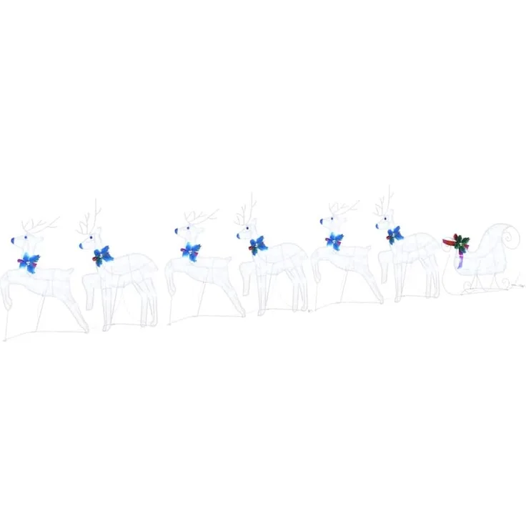vidaXL LED Rentiere 7 pcs Weiß Stoff 3385892