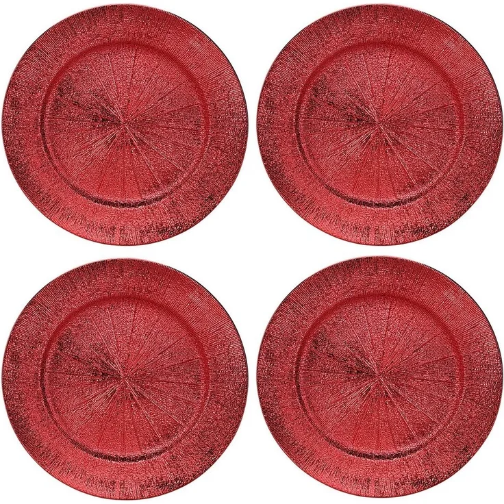 Annastore Platzteller 4 x Platzteller wiederverwendbar - Dekoteller aus Kunststoff, Ø 33 cm - In herrlich schimmernder Optik