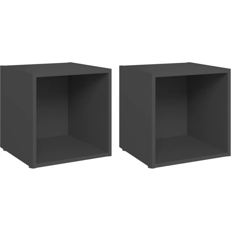 2 pcs TV-Schrank, Lowboard Grau 37 x 35 x 37 cm Holzwerkstoff – Bild 2
