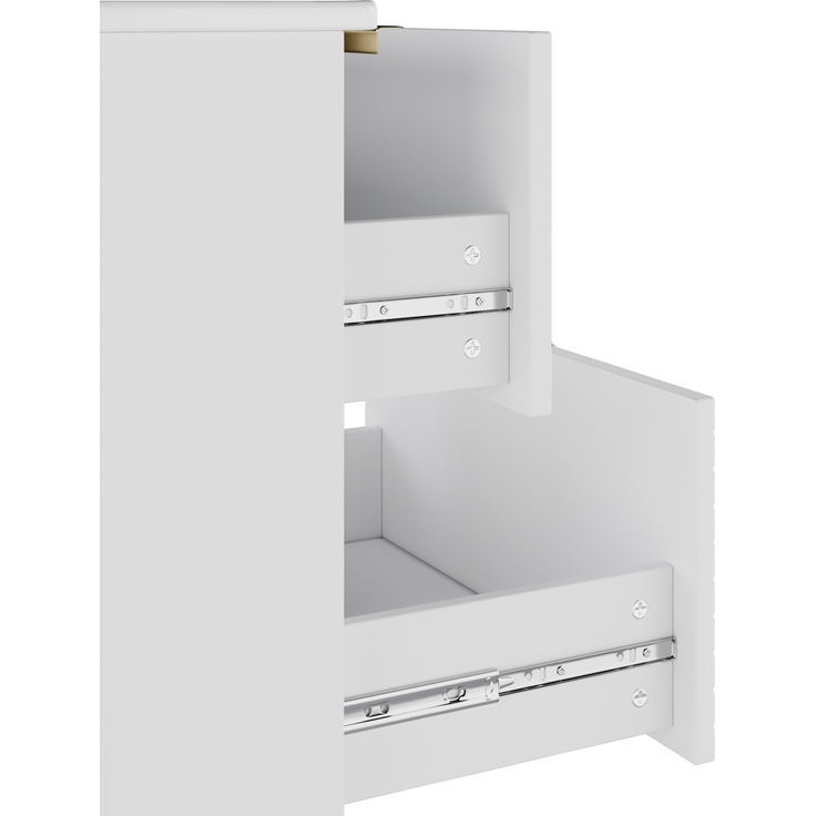 Wandhängender Waschtisch 61x46x57 cm mit Keramikbecken und zwei Schubladen, Weiß – Bild 9