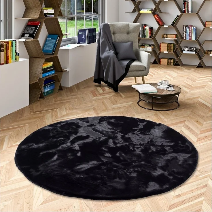 Pergamon Fellteppich Fellteppich Luxus Super Soft Plush Rund, Rund, Höhe: 25 mm – Bild 5