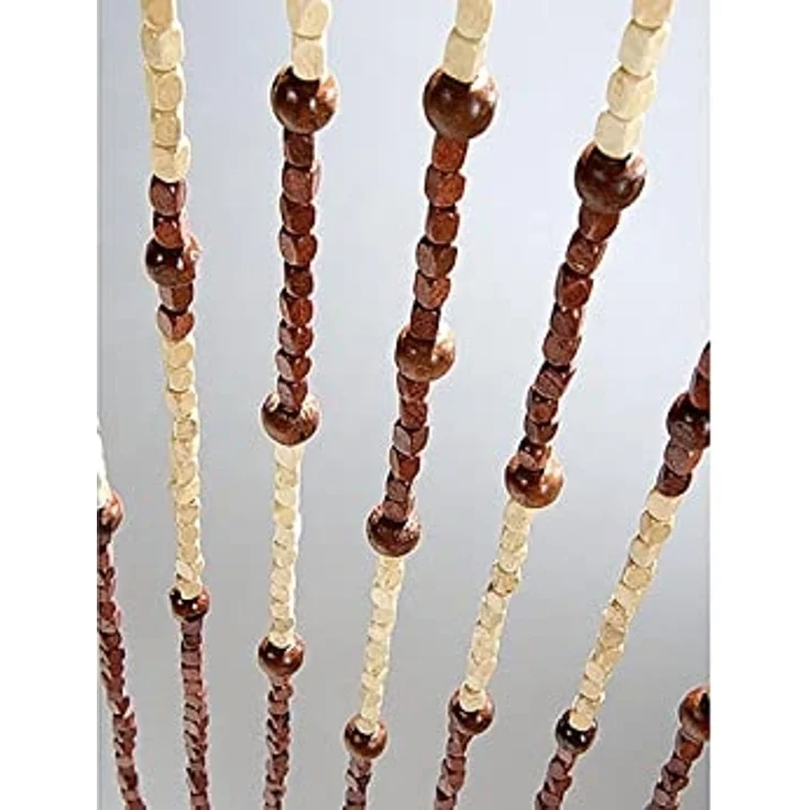 Kobolo Türvorhang Holzperlenvorhang Valencia mit Zackenmuster 90x200 (1 St), Ösen, transparent – Bild 6