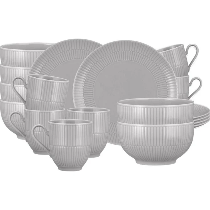 Seltmann Weiden Amina Frühstücks-Set, 18-teilig, Grau, Porzellan, spülmaschinen- und mikrowellengeeignet