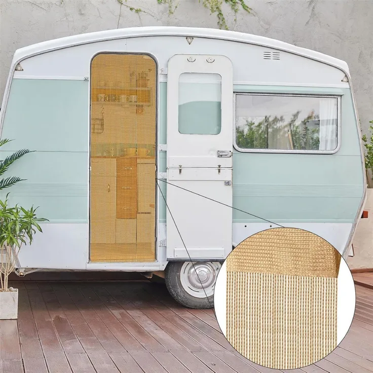 Fadenvorhang ( 56x185cm ) in Gold, Caravan Camping Fadengardine ideal für Wohnwagen / Wohmobil als Türvorhang