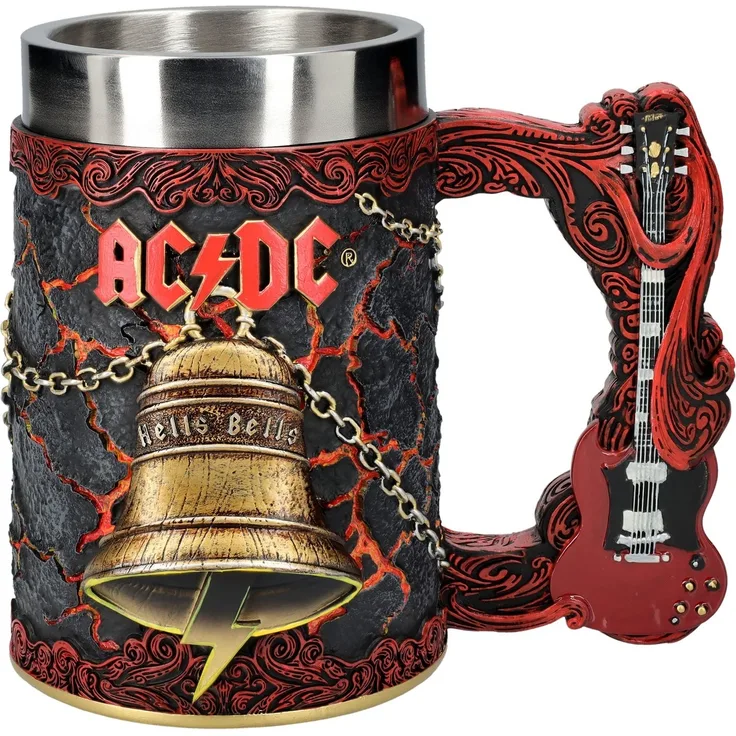 Figuren Shop GmbH Bierkrug Krug AC/DC - Hells Bells - Band Merchandise Bierkrug Musik Dekoration, Kunststein (Polyresin), Edelstahl