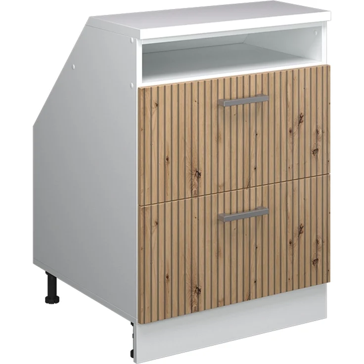 Küchenschrank für Dachschrägen R-Line Artisan-Eiche 60 cm mit 2 Schubladen, Schrankkorpus 60 cm Tiefe Vicco – Bild 1