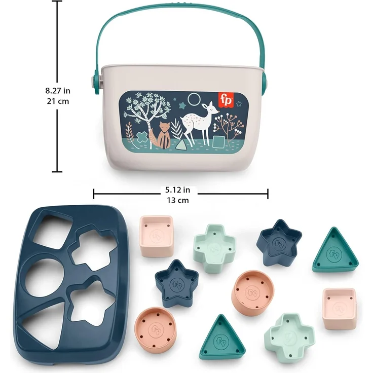 Fisher-Price HJP20 - Babys erste Bausteine – Marineblaues Kitz, Set mit 10 Bausteinen zum Stapeln und Sortieren, Bauspielzeug, Babyspielzeug für Kleinkinder ab 6 Monaten – Bild 6