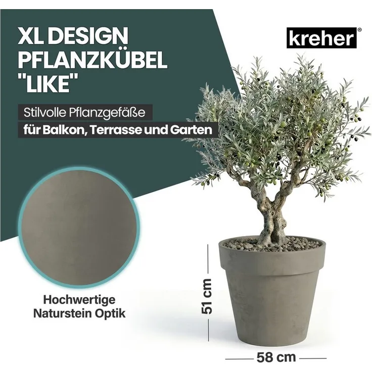 Kreher Pflanzkübel Rollbarer XXL Pflanzkübel "LIKE" Ø 58 cm in verschiedenen Farben (2 St)