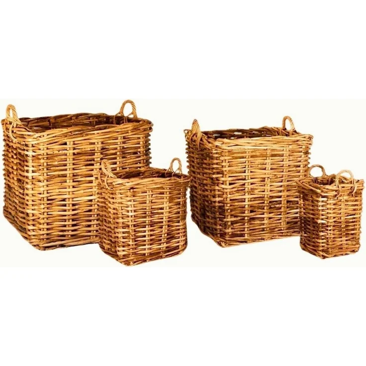 Dickes CL Rattan Korb CESTINO natural ca. 70x70cm Griffe Pflanzkorb Wäschekorb – Bild 2