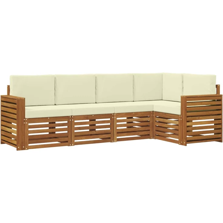 vidaXL Outdoor-Sofagarnitur 5 stk. 5-Sitzer Natur und Creme 3374815 – Bild 2